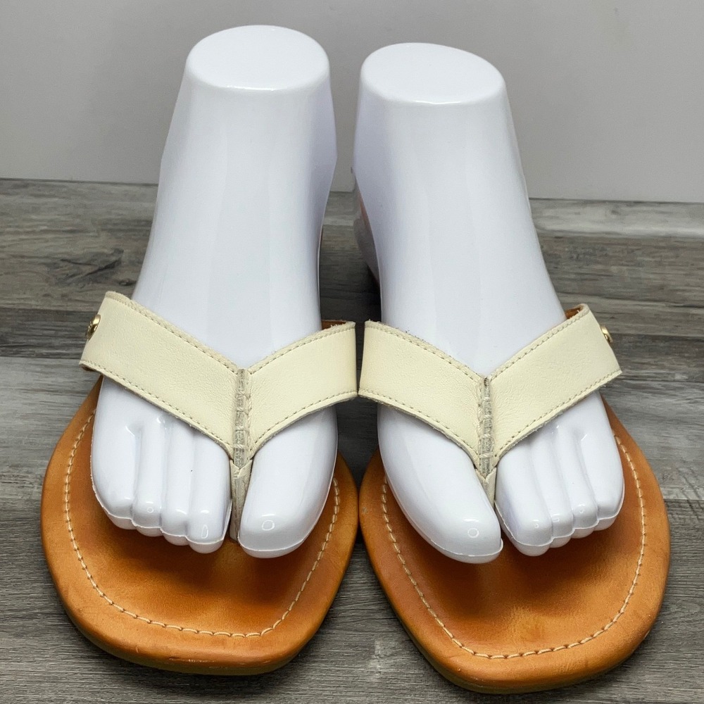 UGG Tawnie Off White Leather Flip Flop Thong Sandals Womens 9 1120110 - Picture 3 of 6